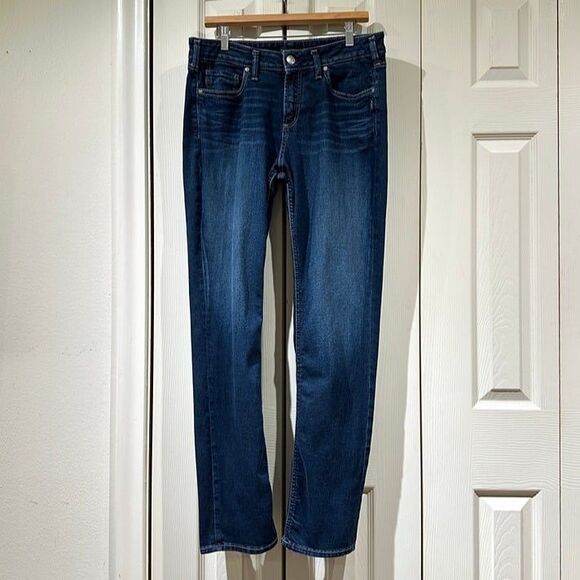 Silver Jeans Co. Suki Mid Rise Straight Leg Jeans Vintage Dark Wash 33W 12 14 - Picture 2 of 12